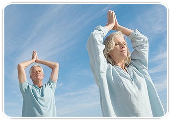 Seniors doing yoga