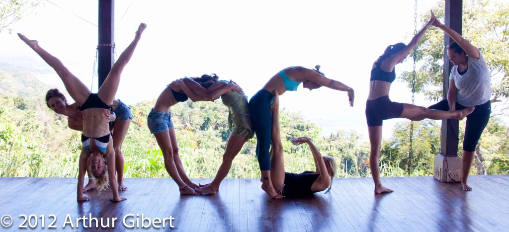 Yoga spelled with bodies
