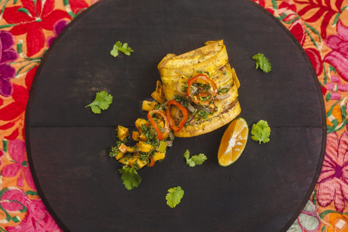 Plantain wrapped snapper